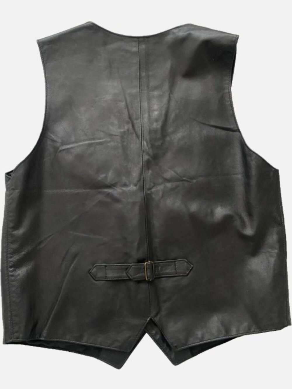 Vtg Lavorazione Artigiana Leather Vest Black S Made In Italy Vera Pelle 60s 70s - Picture 2 of 4